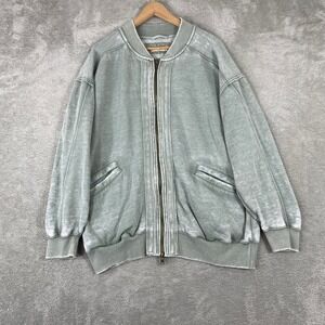 We The Free Robby Bomber Jacket Womens Medium Green Oversized Boho Zip Up